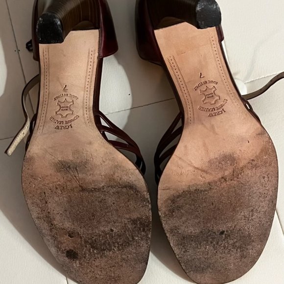 J. Crew Italian Leather Strappy Heels Sz 7 - Picture 5 of 9